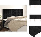 vidaXL Klassiek Hoofdbord - Fluweel - Stevige Poten - Verstelbare Hoogte - Comfortabele Ondersteuning - Zwart (180x5x118/128cm) - Bedonderdeel