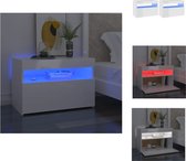 vidaXL Nachtkastjes LED-verlichting - Hoogglans wit - 60 x 35 x 40 cm - RGB - Set van 2 - Kast