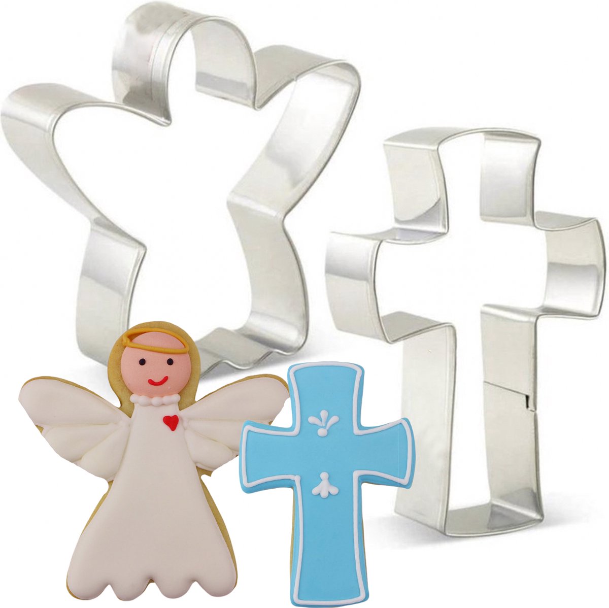 Engel en Kruis Uitsteekvormen | Kerst, Pasen, kerk, Christelijk, Koekjes bakken | RVS