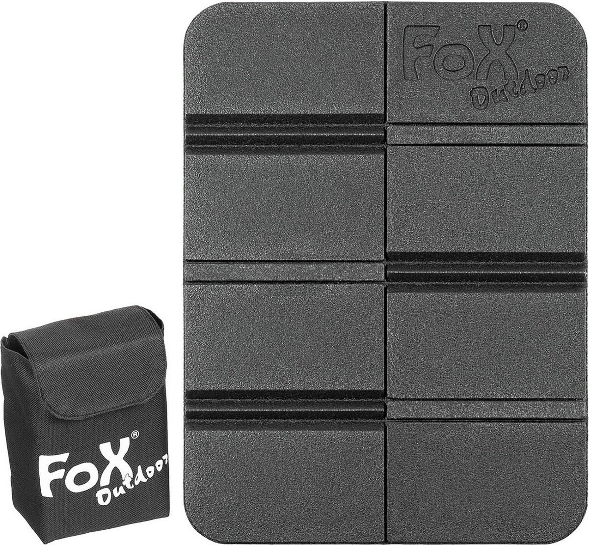 MFH Fox Outdoor - Thermisch zitkussen - Opvouwbaar - met Molle etui - zwart