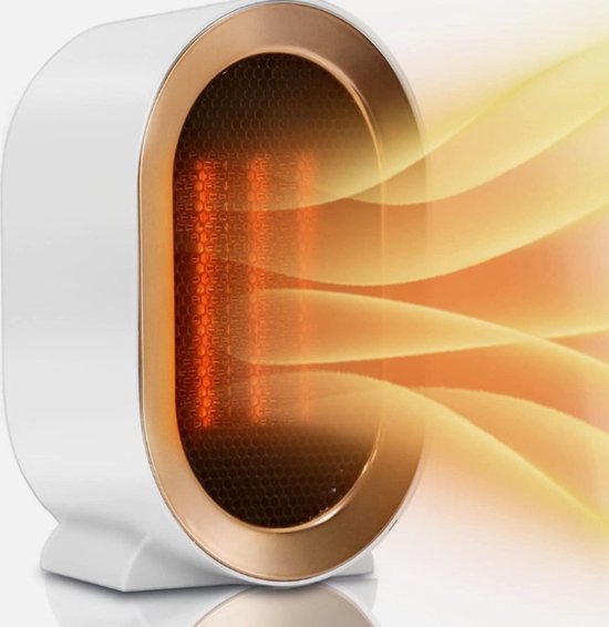 Kleine ventilatorkachel, 220 V, 1200 W, keramische verwarming, 2 modi, PTC elektrische verwarming, verwarming, energiebesparend, stil, met oververhittingsbeveiliging voor binnenshuis, warmtestraler voor slaapkamer, woonkamer, kantoor [energieklasse A