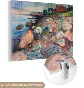 MuchoWow® Peinture sur verre - Banque avec maison rouge - Edvard Munch - 120x90 cm - Peintures sur verre acrylique - Photo sur Glas