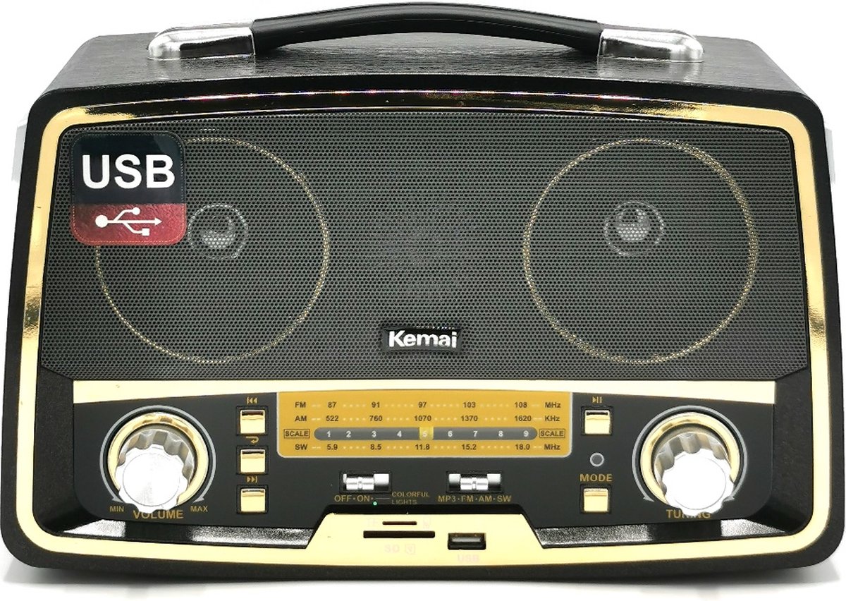 Kemai Retro Design Radio met Bluetooth en USB port - Ingebouwde radio AM - FM