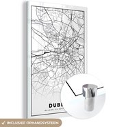 MuchoWow® Glasschilderij 20x30 cm - Schilderij acrylglas - Dublin - Stadskaart - Zwart Wit - Plattegrond - Kaart - Foto op glas - Schilderijen