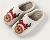 Budino Kerst Pantoffels - Kerst Sloffen - Pantoffels - Sloffen - Dames en Heren - Rendier - Maat 37/38
