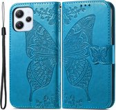Coverup Vlinder Book Case - Geschikt voor Xiaomi Redmi 12 Hoesje - Blauw