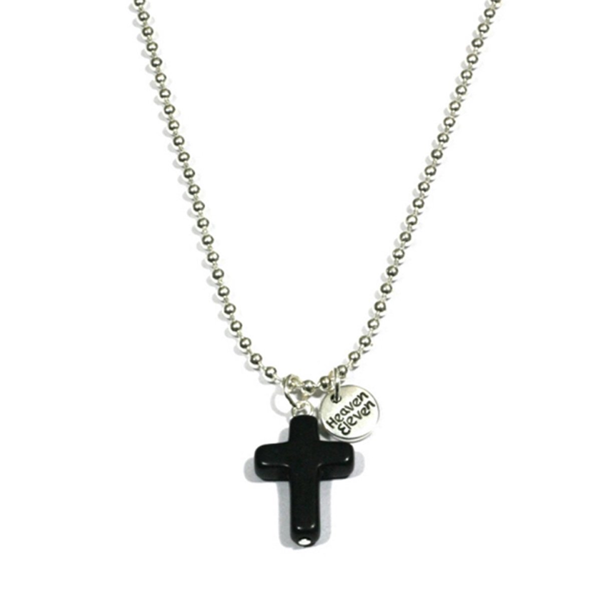 IbizaMen - Heren - ketting - ballchain - rvs - zwart - kruis