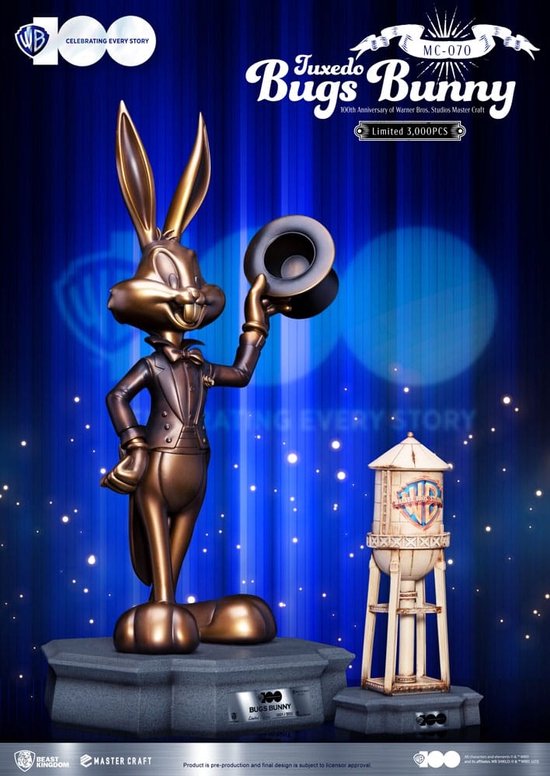 Warner Bros - MC-070 - 100ste verjaardag van Warner Bros. Studios - standbeeld Bugs Bunny Tuxedo Master Craft - 46cm