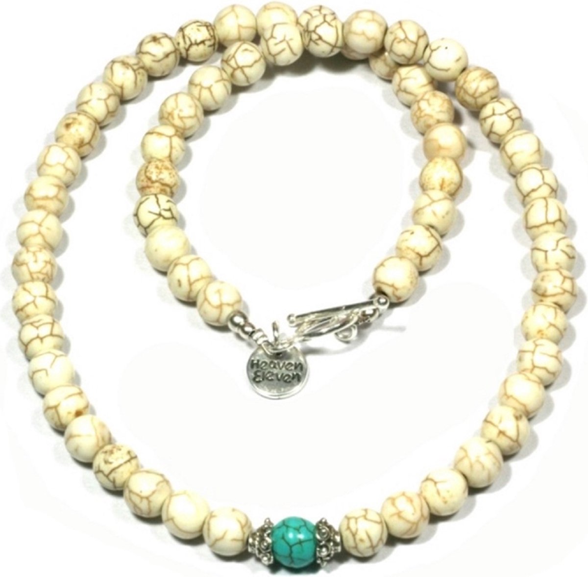 Heaven Eleven Men - heren - ketting - edelsteen - Howliet - turkoois - turquoise - 8mm - 50cm