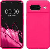 kwmobile telefoonhoesje geschikt voor Google Pixel 8 - Hoesje met siliconen coating - Smartphone case in neon roze