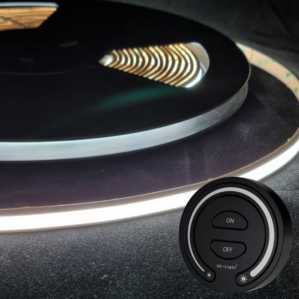 LED Strip COB - 10 Meter - Complete Set - 6000k - Koud Wit - 24V - IP68 Waterdicht - 480LED/m - Met Draadloze Mi-Light(MiBoxer) Touch Wandbediening(Zwart)