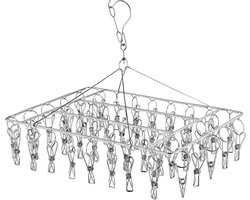 Sokkendroger, roestvrij staal, met 36 wasknijpers, zwenkbaar, winddicht, sokkenhangers, droogrek voor sokken, ondergoed, beha's, babykleding, luiers, handdoeken, handschoenen