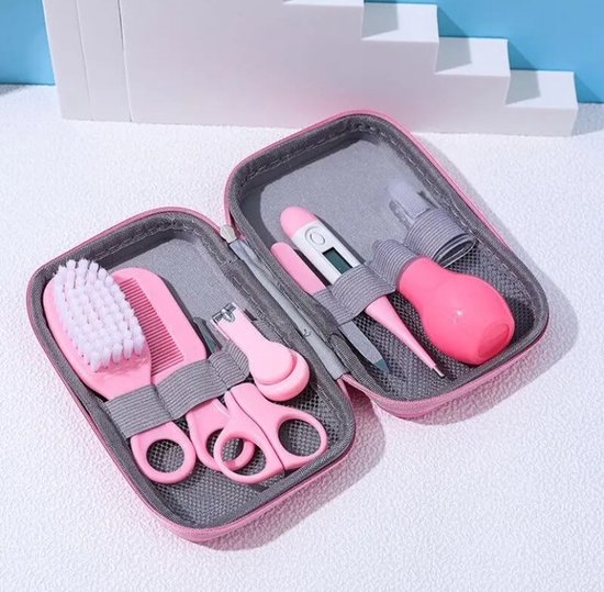 9-delige Baby Verzorgingsset - Kraam cadeau - Incl. Opberg/-Reisdoosje - Baby Borstel - Baby Verzorgingsproducten - Nagelset - Manicure set - babyshower cadeau van Merkloos — afbeelding 2