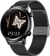 Bizoule Smartwatch Divina - Smartwatch Dames & Heren Zwart - 40mm - 1,1 AMOLED Touchscreen - Horloge met Belfunctie - Bloeddrukmeter - Stappenteller - Android en iOS