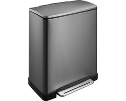 EKO - E-Cube recycling pedaalemmer 28+18 liter - Stainless steel Plastic - black steel - Prullenbak