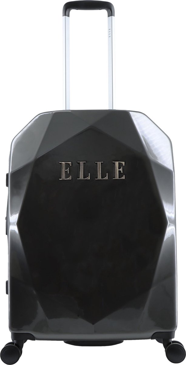 ELLE Harde Koffer / Trolley / Reiskoffer - 67 cm (Medium) - Diamond - Grijs