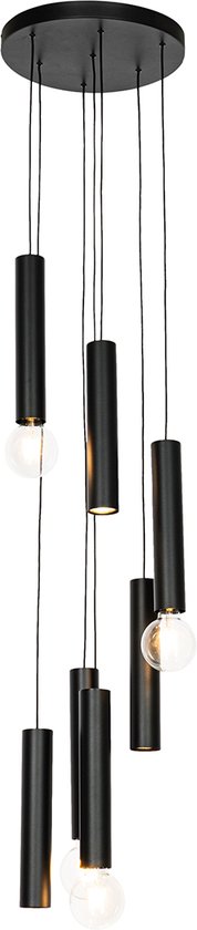 QAZQA tuba - Design Hanglamp - 4 lichts - Ø 35 cm - Zwart - Woonkamer | Slaapkamer | Keuken