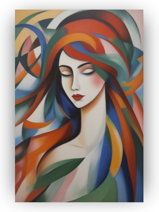 Vrouw Franz Marc stijl - Schilderij mensen - Kleurrijk schilderij ...