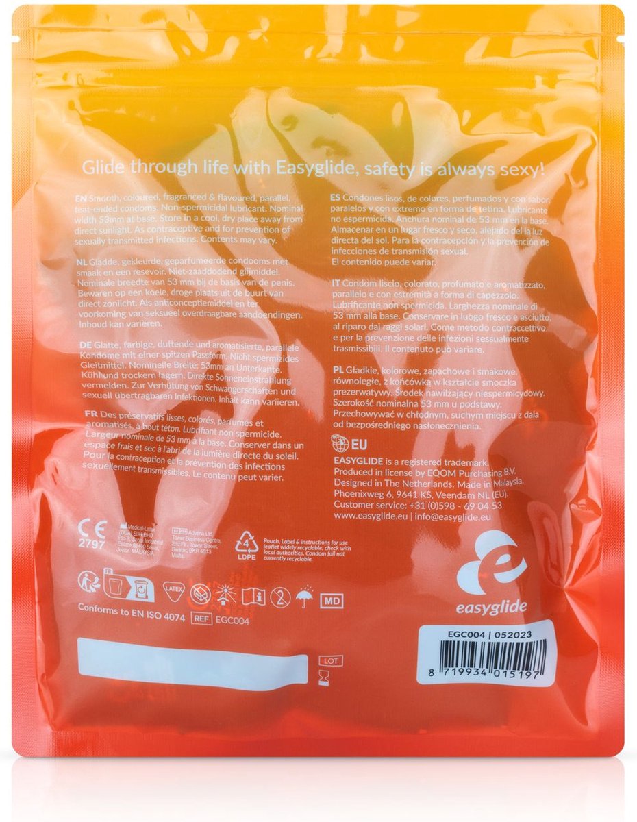 EasyGlide Condoom met Smaakjes - Glijmiddel - Anatomisch gevormd - 40 stuks  | bol