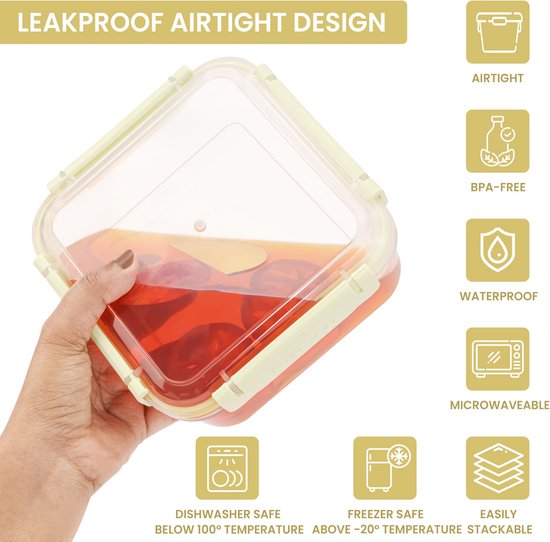 Belle Vous 10Pak Helder Herbruikbaar Plastic Voedsel Containers met 3