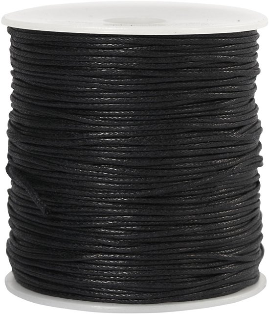 Cordon de coton, épaisseur 1 mm, noir, 100 m