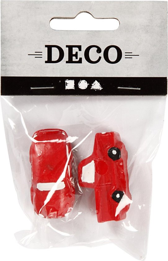 Creotime Miniatuur Autootjes 2 Stuks 4 Cm Rood - Creotime