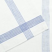 Set de 4 torchons, 100% lin, 50x70 cm, blanc-bleu