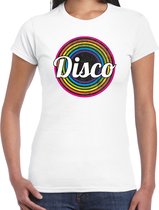 Bellatio Decorations Disco t-shirt dames - disco - wit - jaren 80/80's - carnaval/foute party XS