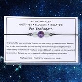 Bracelet cadeau Bixorp pour empathes - « Pour l’empathe » - Bracelet de pierres précieuses sur carte - Améthyste, Fluorite et Hématite
