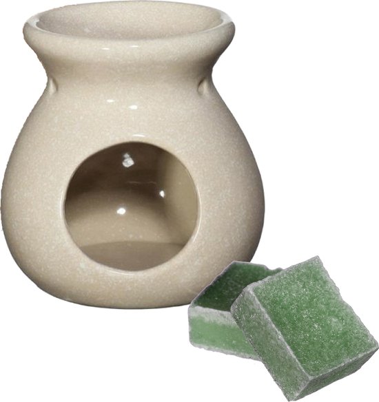 Ideas4seasons Amberblokjes/geurblokjes cadeauset - dennen geur - inclusief geurbrander