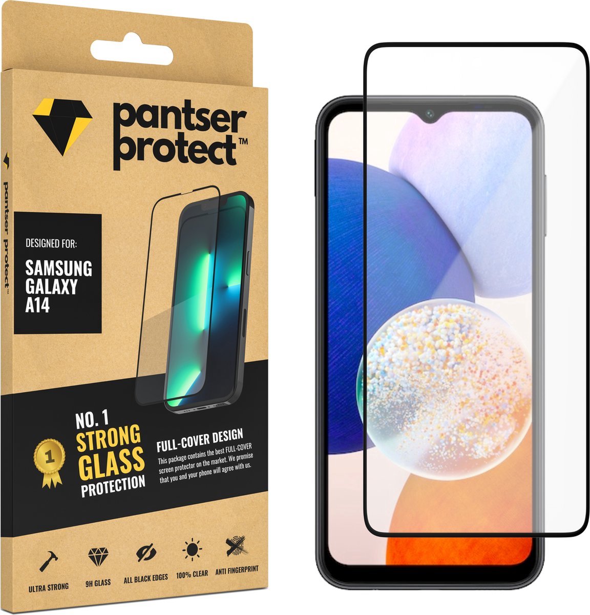 Pantser Protect™ Glass Screenprotector Geschikt voor Samsung Galaxy A14 - Case Friendly & Full Cover - Premium Pantserglas - Glazen Screen Protector