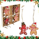 12 Stuks Peperkoek Man Hangers Decoraties Kerst,Peperkoek Man Fecoraties Voor Kerstboom Kerst Peperkoek Man Houten Ornamenten Peperkoek Beeldjes Ornament voor Kerstboom voor Kerstversieringen (A)