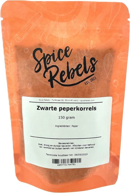 Spice Rebels - Zwarte peperkorrels - zak 150 gram