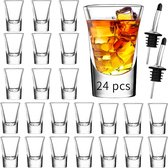 Lot de 24 verres à shot transparents avec base lourde, verres à Shot en Rock pour cocktails, vodka, expressos, liqueurs, tequila et desserts (lot de 24)