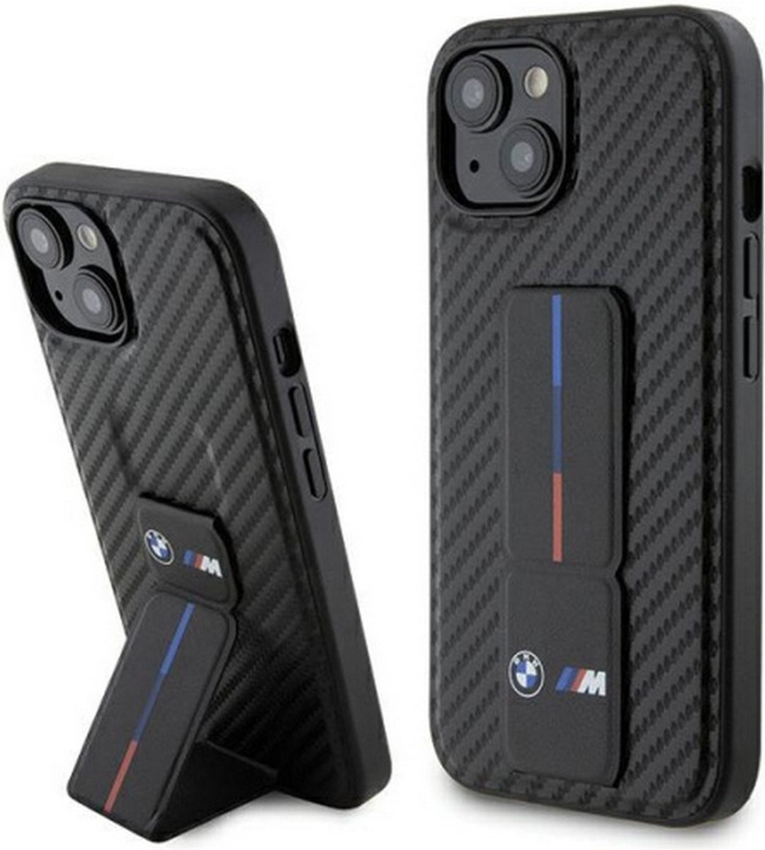 BMW M Carbon Grip Stand Back Case - Apple iPhone 15 (6.1") - Zwart