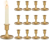 Kandelaar kaarsenhouder gouden staafkaarsen - set van 12 kaarsen standaard metaal klein voor ijzer vintage retro voor bruiloft Thanksgiving Kerstmis decoratie advent tafeldecoratie