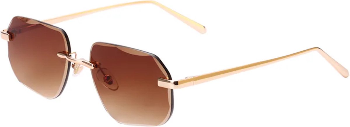VIP DESIGNER Luxury Diamond Cut Millionaires Brown Gold 9K - Zonnebril Heren En Dames Sunglasses UV Protected - Bril - Lenzen