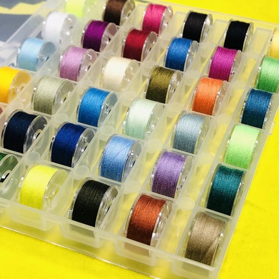 Kit Fil à Coudre 36 Couleurs - 400 Yards Par Bobine + 36 Canettes Assorties - Polyester Résistant