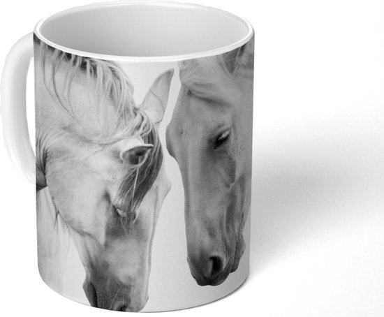 Mug - Mug à café - Cheval - Animaux - Portrait - Wit - Mugs - 350 ML - Tasse - Mugs à café - Mug à thé - Décoration Sinterklaas - Distribution de cadeaux pour enfants - Cadeaux chaussures Sinterklaas
