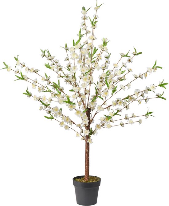 Kunstplant bloesemboom Prunus (sierkers) wit H130cm - HTT Decorations