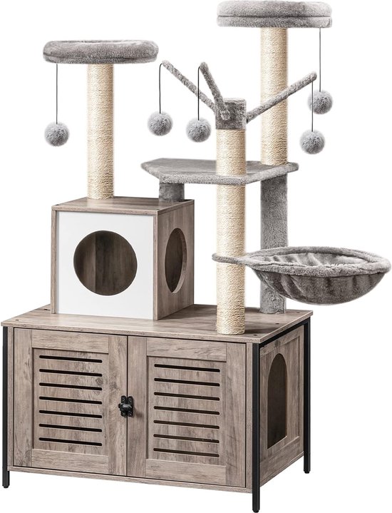 Kattenboom, Met Kattenbak, 2-İn-1 Moderne Kattentoren, 50 İnch