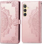 iMoshion Hoesje Geschikt voor Samsung Galaxy S24 Hoesje Met Pasjeshouder - iMoshion Mandala Bookcase - Rosé Goud