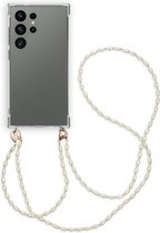 iMoshion Hoesje Geschikt voor Samsung Galaxy S24 Ultra Hoesje Met Koord - iMoshion Backcover met koord + armband - Parels - transparant