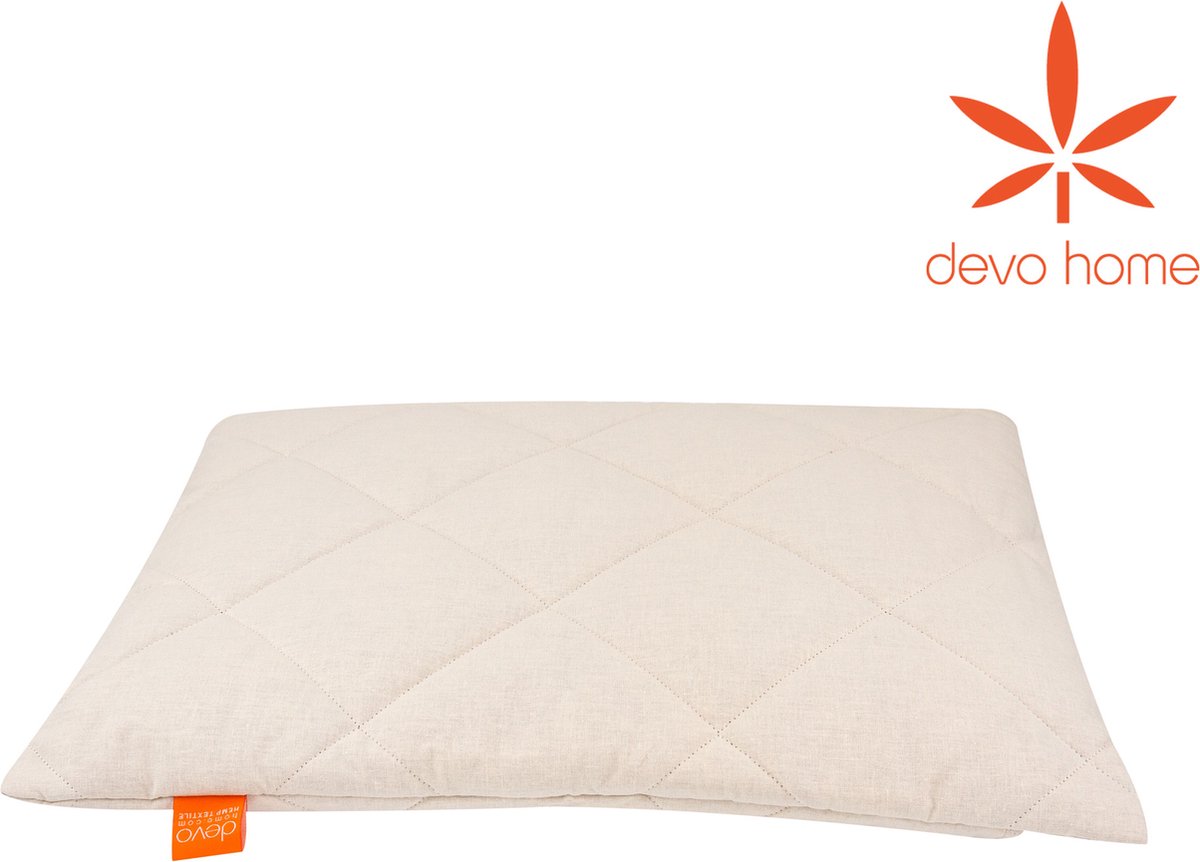 DevoHome Hennep Babykussen Kinderkussen - Hemp Pillow - 35x45 cm - Plat kussen voor pasgeborenen - Anti allergeen Hypoallergeen Ademend & Naturel - Katoen en Hennep - Anti-Allergie Babykussen Baby Kussen