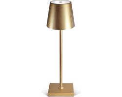 Goliving Tafellamp Oplaadbaar – Draadloos en dimbaar – Moderne touch lamp – Nachtlamp Slaapkamer – 38 cm – Goud