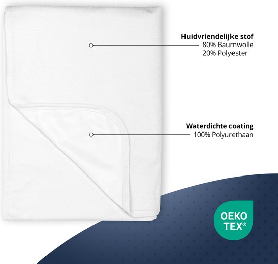 Jacobson - Protège matelas 90x200 cm - Protège matelas imperméable - Respirant - Antibactérien - Hauteur de matelas jusqu'à 30 cm - Wit