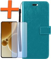 Hoesje Geschikt voor OnePlus Nord 3 Hoes Bookcase Flipcase Book Cover Met Screenprotector - Hoes Geschikt voor OnePlus Nord 3 Hoesje Book Case - Turquoise