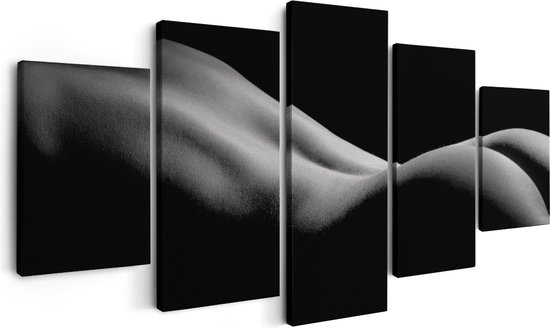 Artaza Canvas Schilderij Vijfluik Blote Rug en Billen van een Vrouw - Erotiek - Zwart Wit - 150x80 - Foto Op Canvas - Canvas Print
