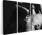 Artaza Canvas Schilderij Drieluik Naakte Vrouw met Man - Liefde Koppel - Zwart Wit - 120x80 - Foto Op Canvas - Canvas Print