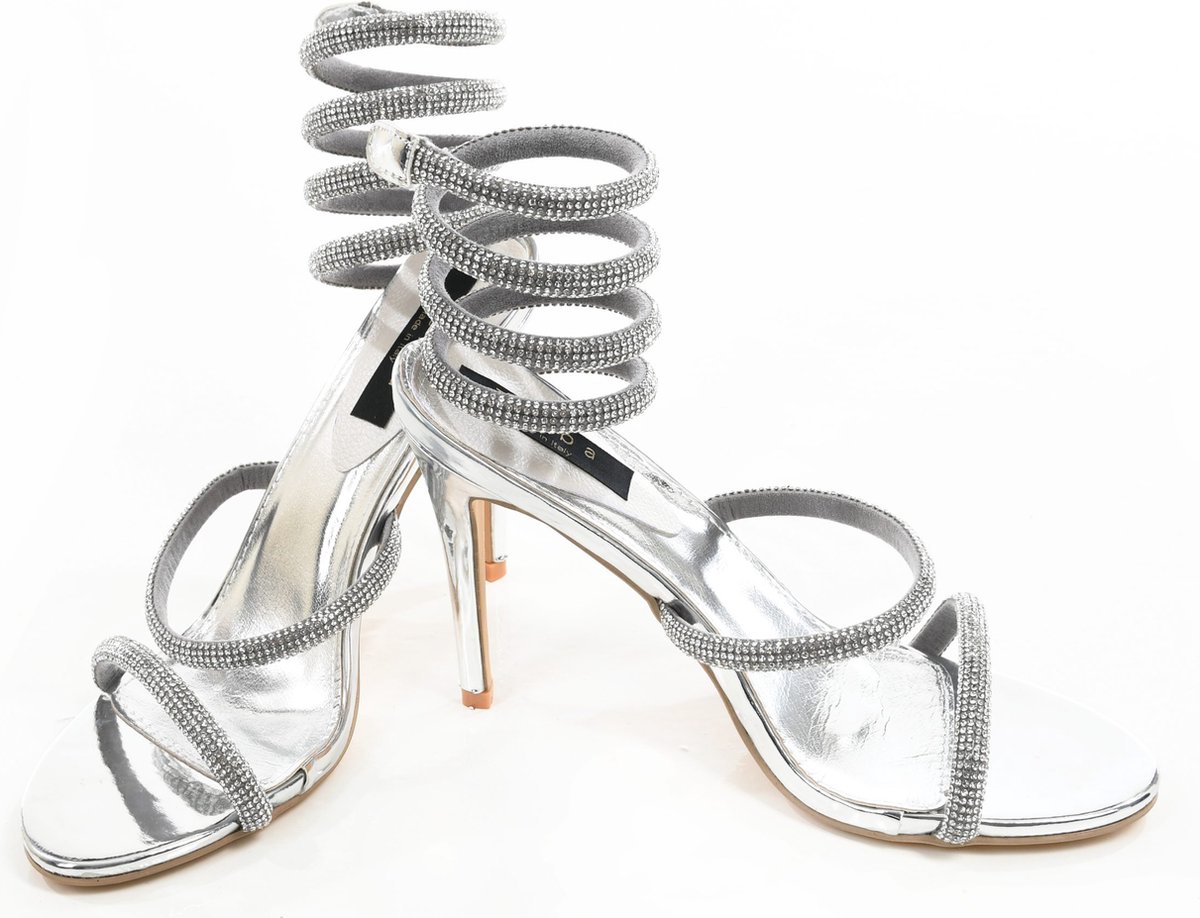 Zerba - Dames Sandalen - Maat 40 - Zilver - Novella
